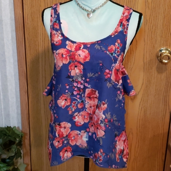 Studio Y/Maurices Chiffon Floral Blouse Tank - Picture 1 of 3
